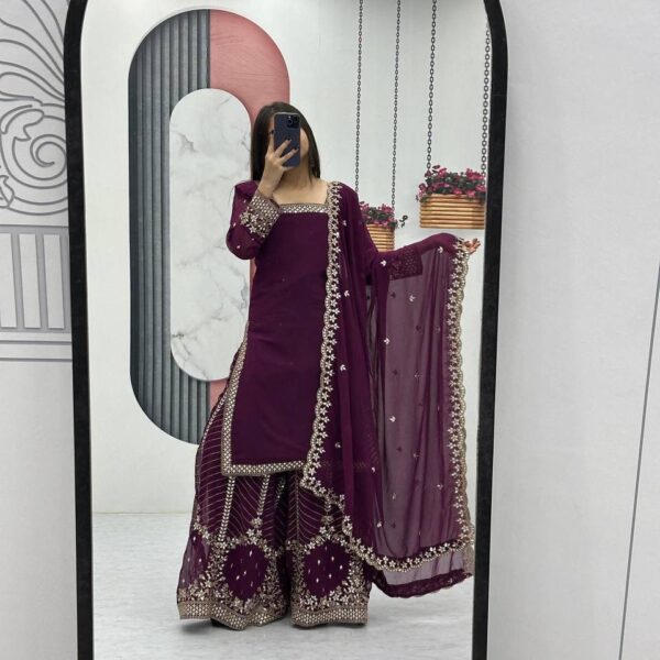 Heavy Fox Georgette Plazzo Suit