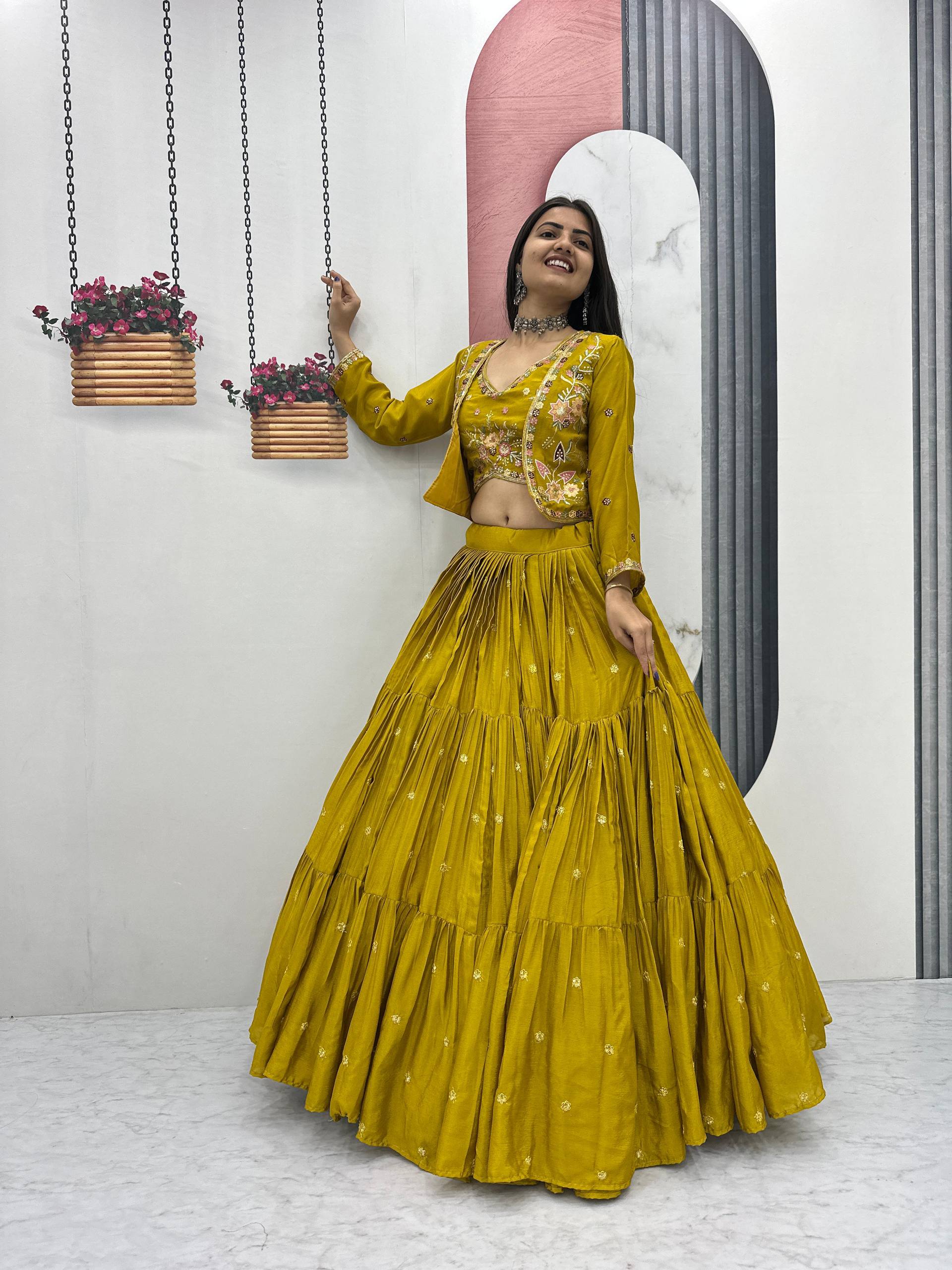 IMG_20251116_140511_403 Embroidered Crop Top Lehenga with Designer Jacket - Image 1