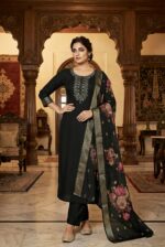 Black Rayon Kurta Set with Chanderi Digital Print Dupatta | 3 Piece Ethnic Suit