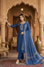 Nevy blue Rayon Kurta Set with Chanderi Digital Print Dupatta | 3 Piece Ethnic Suit