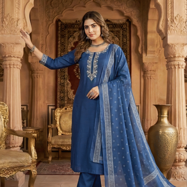 Rayon Kurta Set with Chanderi Digital Print Dupatta | 3 Piece Ethnic Suit