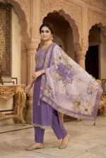 Levender Rayon Kurta Set with Chanderi Digital Print Dupatta | 3 Piece Ethnic Suit