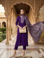 Purple Rayon Kurta Set with Chanderi Digital Print Dupatta | 3 Piece Ethnic Suit