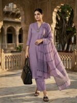 Mauve lavender Rayon Kurta Set with Chanderi Digital Print Dupatta | 3 Piece Ethnic Suit