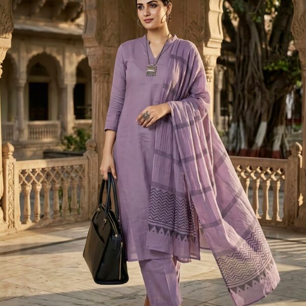 Rayon Kurta Set with Chanderi Digital Print Dupatta | 3 Piece Ethnic Suit