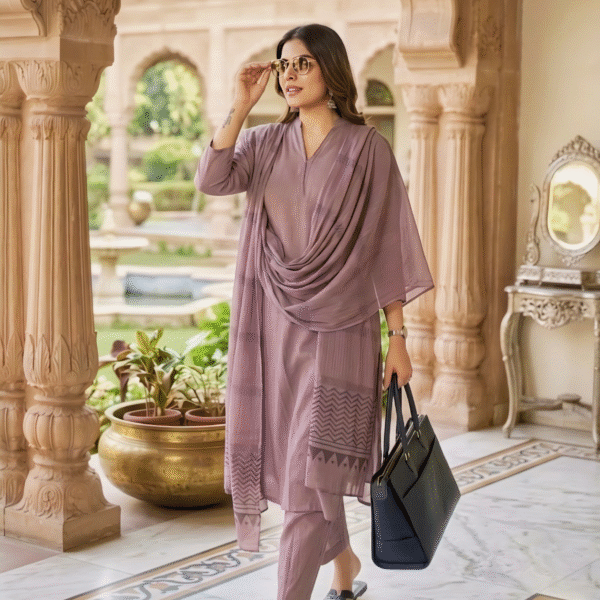 Rayon Kurta Set with Chanderi Digital Print Dupatta | 3 Piece Ethnic Suit