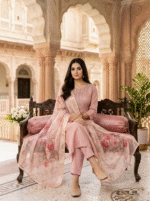 Pink Rayon Kurta Set with Chanderi Digital Print Dupatta | 3 Piece Ethnic Suit - Image 2