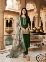 Green Rayon Kurta Set with Chanderi Digital Print Dupatta | 3 Piece Ethnic Suit